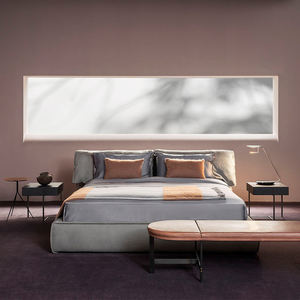 Marco de cama con orejas de <span class=keywords><strong>elefante</strong></span> de madera maciza de estilo minimalista, conjunto de muebles de dormitorio de tela mate de cuero, juego de cama de dormitorio Baxter personalizado - Product Image 3