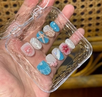 Uñas Postizas Elegantes con Diseño Floral 3D, Pintadas a Mano, Estilo Clásico, Forma Almendrada, Acrílicas, con un Toque Romántico