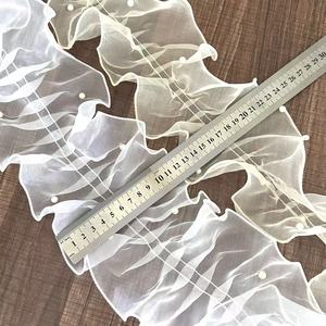 Vente directe d'usine, dentelle plissée en <span class=keywords><strong>organza</strong></span> perlée faite à la main de 11 cm, accessoires pour vêtements avec bordure en miroir et motif floral - Product Image 4