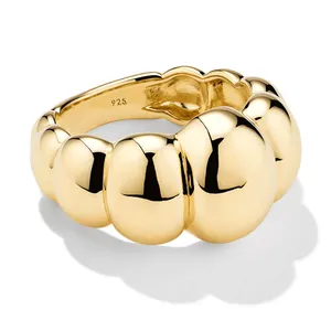 Gemnel hochwertiges 925er-Sterlingsilber 18k-Gold vermeil rhodium plattiert kuppelband Ringe