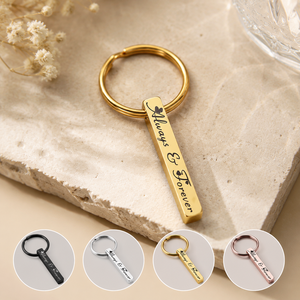 Portachiavi in acciaio inossidabile inciso di alta qualità, barra verticale 3D a 4 lati, logo personalizzato, impermeabile, regalo <span class=keywords><strong>vintage</strong></span> per coppia, OEM ODM - Product Image 2