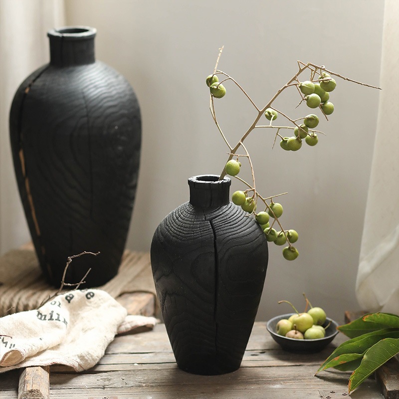 Деревянные вазы, черная карбонизированная деревянная основа для украшения дома, хорошая стабильность