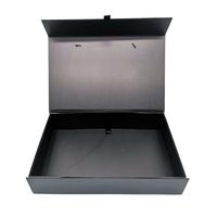 Boîte avec logo personnalisé pliable noir pour vêtements, coffret d'emballage en papier avec logo personnalisé, 50 pièces