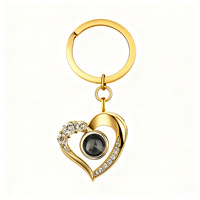 Foto projectie sleutelhanger roségoud hart sleutelhanger CZ verborgen foto gepersonaliseerd cadeau sleutelhanger
