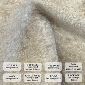 Tissu en <span class=keywords><strong>peluche</strong></span> courte 100% polyester 410 g/m² 59 pouces, tissu épais et chaud, prix de gros d'usine pour manteau d'hiver, veste, vêtement - Product Image 4