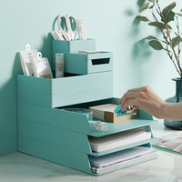 Boîte de rangement empilable de bureau pour papier A4, boîte de rangement pour reçus, porte-stylos multifonctionnel de style tiroir, organisation