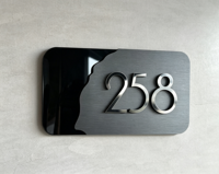 Plaque de numéro de maison moderne irrégulière en métal brossé, acier inoxydable 3D, résistante à l'eau, signalétique lumineuse pour porte, plaque d'hôtel