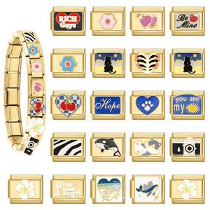 <span class=keywords><strong>Charm</strong></span> Italiani di Alta Qualità in Acciaio Inossidabile Placcato Oro 18K, Serie Cuore con Frasi, per Bracciali <span class=keywords><strong>Charm</strong></span> Italiani - Product Image 3