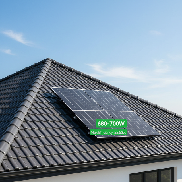 High Efficiency Monocrystalline N-type Solar Panel 680-700W PERC PV Module for Home On-grid Solar Power System