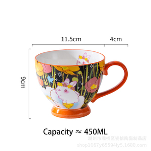 แก้วกาแฟลายดอกไม้ลายพอร์ซเลน<span class=keywords><strong>450cc</strong></span> วาดด้วยมือแก้วมักใส่กาแฟขนาดใหญ่ถ้วยใส่อาหารเช้าซีเรียลแก้วกาแฟตุรกี - Product Image 6
