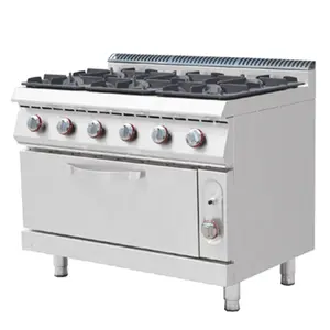Commercial Gas Range Stove Kitchen standing Gas 6 Burner Stove Stainless Steel Table Silver CE Free Spare Parts 0.8-1.2mm