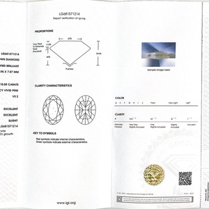 Diamant CVD rose vif fantaisie, taille ovale, 10,05 carats, VS2, certificat IGI, diamant de laboratoire de couleur fantaisie - Product Image 6