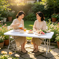 Table pliante en plastique multi-usages à bas prix pour exposition en plein air et fête