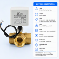 Vanne électrique en laiton 3 voies DN32 1-1/4 pouce PN16 3 fils 2 commandes avec retour passif AC24V AC110V AC220V pour système d'irrigation