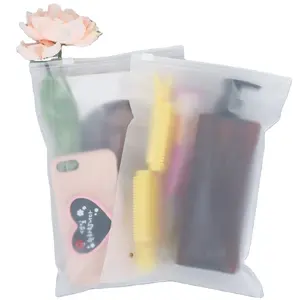 Bolsa con cremallera esmerilada personalizada, bolsa de cosméticos/ropa/traje de baño/bikini, bolsas de embalaje con asa con logotipo, paquete de plástico
