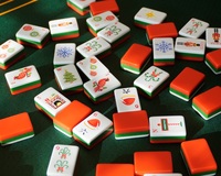 Nouveau jeu de Mahjong américain de luxe pliable et portable en acrylique gravé orange, collection 2026, pour table de casino