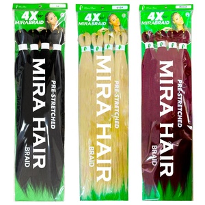 Extensions de <span class=keywords><strong>cheveux</strong></span> synthétiques pré-étirés de 60 pouces, 4 pièces dans un pack, fibres Afro Yaki douces, tresses Jumbo Box - Product Image 4