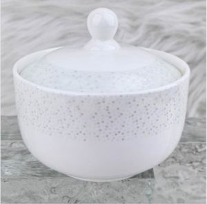 Ceramic Dinnerware Set Lid Minimalist Design White Dot Pattern Hand Gold Rim Microwave Safe Dishwasher Safe Daily Use 45% High - Product Image 1