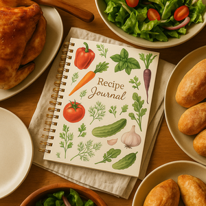 LABON Journal de recettes en spirale A5 Couverture rigide <span class=keywords><strong>Illustration</strong></span> de légumes Cahier de cuisine Livre de recettes personnalisé pour écrire des plans de repas Recettes - Product Image 5