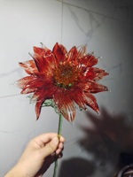 Rose en verre naturelle transparente rouge faite à la main pour la fête des Mères, décoration élégante pour la maison, salon, remise de diplôme, Noël