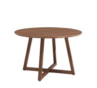 Ensemble de table à manger ronde en MDF à grain de bois, style moderne et luxueux, avec 4 chaises entièrement rembourrées en tissu, style minimaliste nordique
