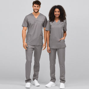 Nueva moda Unisex médico Scrubs manga corta enfermería Hospital uniforme traje Strech enfermera Scrubs uniformes conjuntos - Product Image 6