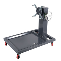 Support de réparation moteur industriel 500 kg, pivotant à 360°, avec bac de récupération d'huile, 4 roulettes, en acier à haute teneur en carbone, gris