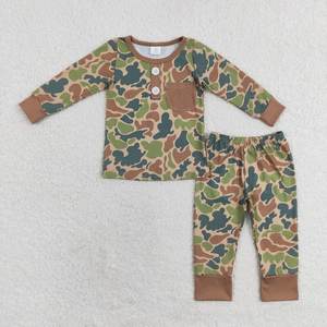 Vente en gros Tenues d'automne à imprimé camouflage marron pour petit garçon Ensemble de vêtements de pyjama à manches longues pour tout-petit garçon - Product Image 6