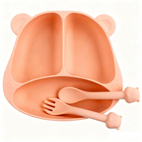 CHINFAI Nouveauté Assiette à ventouse robuste et écologique pour enfants, bol d'alimentation non toxique, assiette en silicone pour bébé, ensemble de vaisselle
