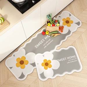 พรมครัวลายดอกไม้ Sweet Home รูปทรงแปลกตา ทำจากดินไดอะตอมเมียซ ดูดซับน้ำได้ดี กันลื่น สำหรับห้องครัว - Product Image 3