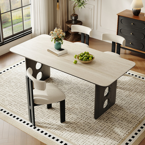 Modern Minimalist White Stone Top Dining Table Rectangle Stable Framework Structure For Home Use - Product Image 1