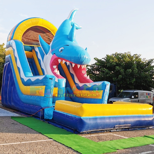 Commercial grade kids bouncing castle bouncer jump house toboggan gonflable inflatable shark water <b>slide</b> with <b>pool</b> - Product Image 1