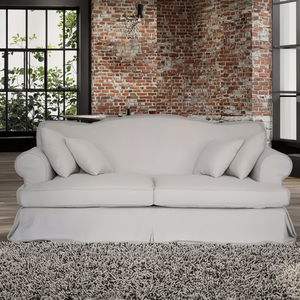 Meubles de style hamptons français tissu de lin plume de canard ensemble de canapé sectionnel confortable - Product Image 5