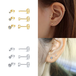 Nouvel ensemble de boucles d'oreilles clous en argent S925 avec zircon et diamant, style mini mode 2021 - Product Image 6