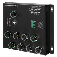 Interruptor de 8 Puertos M12 para Ferrocarril, Desarrollado en Fábrica, Anti-Reverse, Anti-Static, 8 Puertos de Cobre de 1000M, Entrada DC12V, IP40, Metálico
