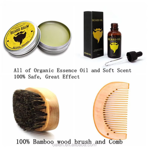 Kit Completo per la Cura della Barba Biologico a Marchio Privato con <span class=keywords><strong>Balsamo</strong></span> Nutriente, Cera Modellante, Spazzola in Legno e Astuccio Premium - Product Image 4