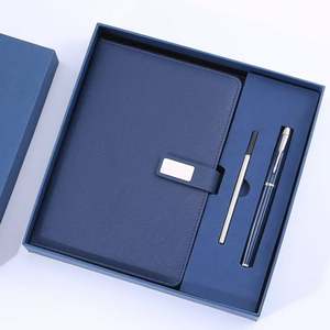 Fabricante de alta calidad A5 Cuaderno de cuero Planificador Logotipo personalizado Cuaderno de negocios y bolígrafo Juego de regalo al por mayor - Product Image 3