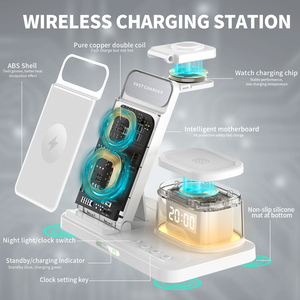 Chargeur sans fil magnétique rapide 15W pliable multifonction portable 5-en-1 populaire 2026 avec réveil – Prix de gros - Product Image 5