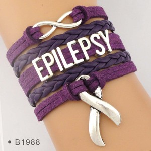 Soyez courageux <span class=keywords><strong>Cure</strong></span> Épilepsie Sensibilisation Combattant Survivant Amour Foi Croire Espoir Épilepsie Maman Violet Ruban Bracelet En Cuir - Product Image 4