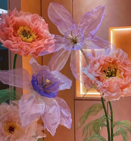 Fleurs géantes autoportantes pour vitrine, décoration de magasin, fleurs géantes artificielles en papier pour décoration de mariage
