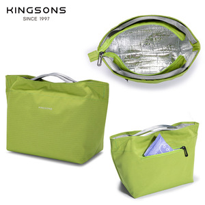 Kingsons Lunch Bag Insulated Zipper Closure Horizontal Square Everyday Use Solid Color Lightweight Portable Tote Bag - Product Image 5