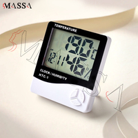 Thermomètre et hygromètre électroniques d'intérieur MASSA avec écran LCD, pour salon de beauté, stockage d'adhésif pour cils, une pile incluse