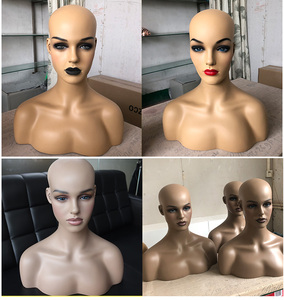 Personnalisé en fibre <span class=keywords><strong>de</strong></span> verre réaliste mannequin <span class=keywords><strong>tête</strong></span> <span class=keywords><strong>buste</strong></span> perruque headblack <span class=keywords><strong>femme</strong></span> mannequin <span class=keywords><strong>tête</strong></span> brun mannequin - Product Image 6