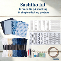Kit de couture Sashiko : Motifs en tissu hydrosoluble et gabarits PET pour la réparation de denim et la broderie patchwork DIY