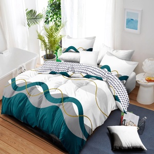 Venta al por mayor suave ligero geométrico <span class=keywords><strong>colcha</strong></span> conjunto a juego cortinas funda de almohada funda de sofá con patrón de plantas para uso doméstico - Product Image 3