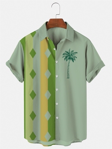 Campione gratuito Summer Fashion Button men's Hawaiian Coconut Tree Print camicie di <span class=keywords><strong>lino</strong></span> larghe Beach Tops Street Casual Camisa - Product Image 6