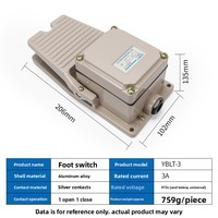 Interrupteur à pédale Chint YBLT-EKW/5A/B à réinitialisation automatique, momentané, avec câble à trois conducteurs de 15 cm