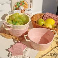 Bol à soupe en céramique à double poignée - Compatible micro-ondes, design nordique/minimaliste pour la maison et les dortoirs