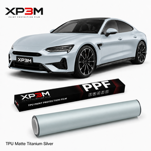 XP3M Matte Titanium Silver Matte Satin TPU Color PPF Car <b>Wrap</b> <b>Vinyl</b> 7.5 Mil Self Healing Anti Scratch Anti Yellowing Wet Apply - Product Image 1