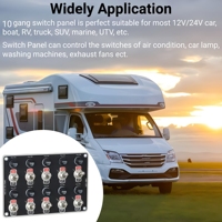 Panneau de commutation à 10 interrupteurs à bascule avec fusible 10A, interrupteur à bascule robuste SPST 3 broches 12V-24V ON/OFF pour bateau, camping-car, voiture, camion